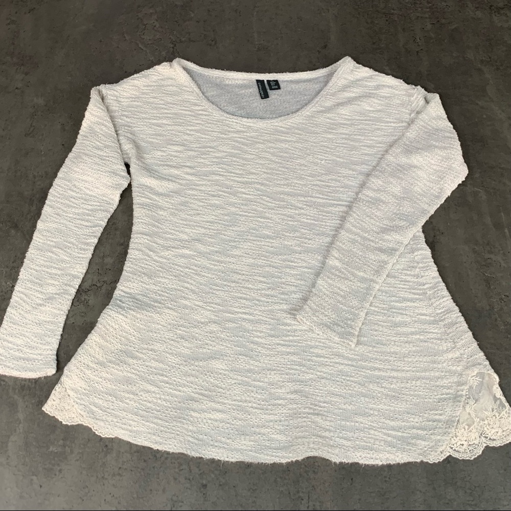 Cynthia Rowley knit sweater with lace detail, size Small